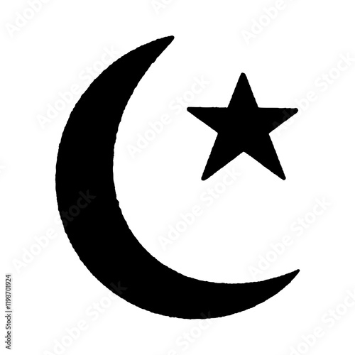 A crescent and star