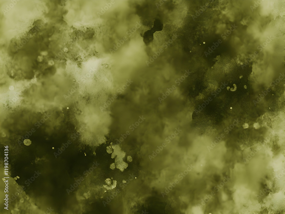 Abstract Olive Green Watercolor Background Creates a Soft, Dreamy, and Textured Effect with Artistic Flair. Abstract Olive Green Watercolor Background Creates a Soft, Dreamy, and Textured Effect with Artistic Flair.