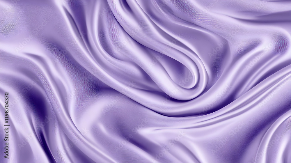 Fototapeta premium Smooth elegant lilac silk or satin texture forms waves, creating a luxurious abstract background.
