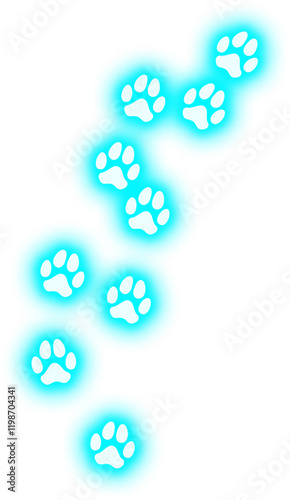 Neon Paw Footprints