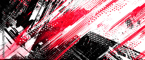 Vector style paintbrush grunge with halftone dots pattern texture