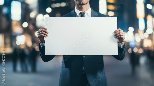 Businessman Holding Blank S...