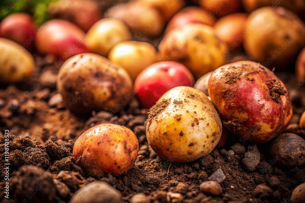 Rustic Dirty Potatoes: Close-up of Earthy, Unwashed Potatoes