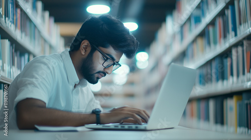 Focused Student in Library:...