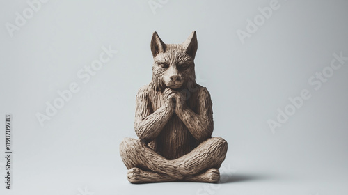 Serene Wolf Sculpture: A co...