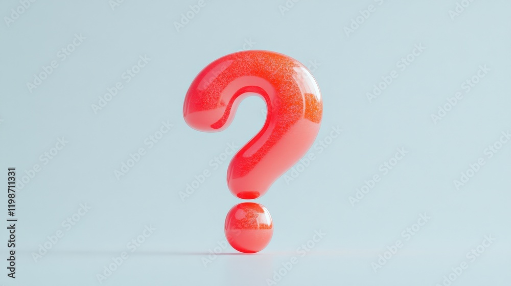 3d rendering of a red question mark on a light blue background 3d rendering of a red question mark on a light blue background
