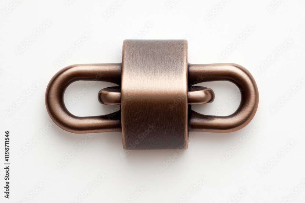 close-up of a copper metal clasp or connector on a white background close-up of a copper metal clasp or connector on a white background