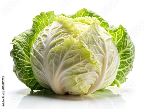 Crisp White Cabbage, Isolated, High-Resolution Stock Photo, Fresh Vegetable Image