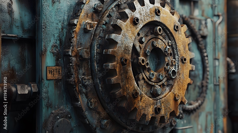 Rusty Gear Wheel on Aged Industrial Machine Rusty Gear Wheel on Aged Industrial Machine
