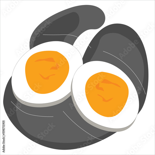 Half-Boiled Egg Vector Illustration . Boiled egg icon illustration. icon related to food