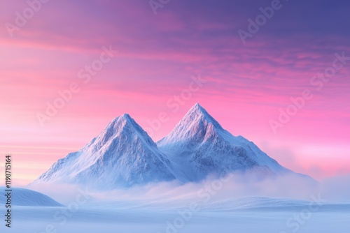 Wallpaper Mural pink winter sunrise over snow capped mountain peaks Torontodigital.ca