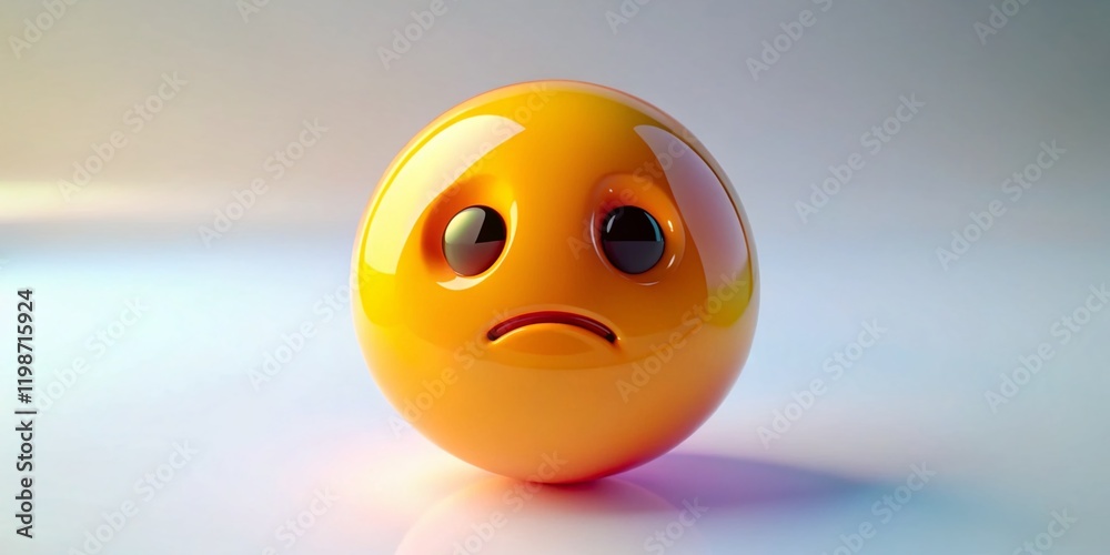 Fototapeta premium Sad Worrying 3D Emoji Long Exposure, White Background Digital Render