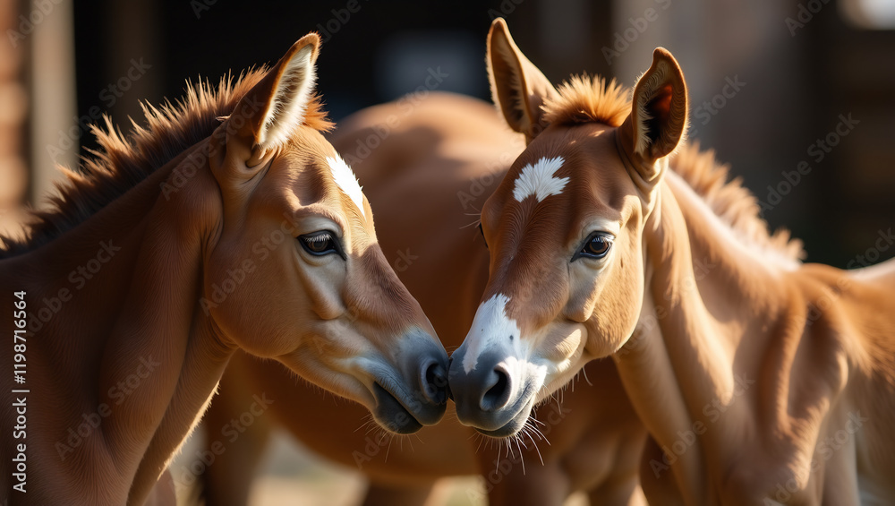 Obraz premium Foals Enjoying Mother's Milk