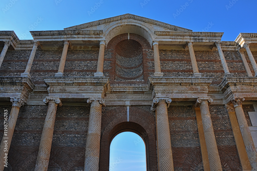 Fototapeta premium Ancient ruins in Sardes Lydia Ancient City in Salihli, Manisa, Turkey