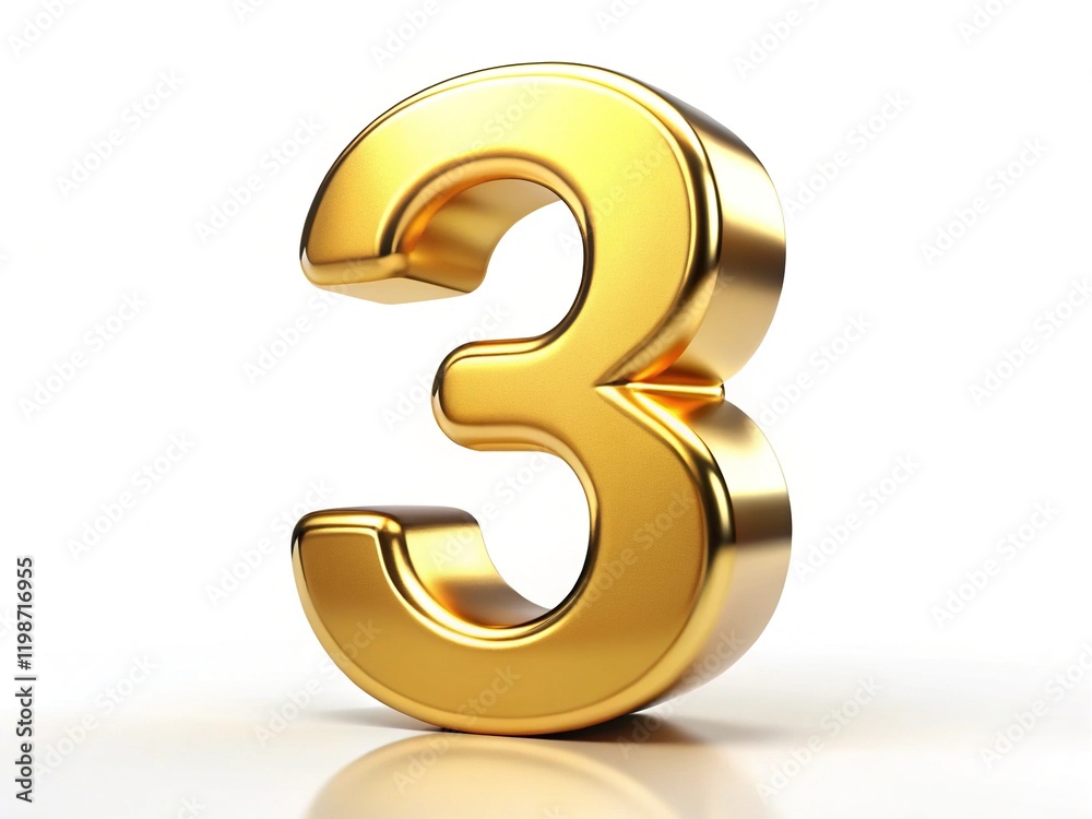 Gold Number 3 Isolated, High-Quality AI Art Gold Number 3 Isolated, High-Quality AI Art