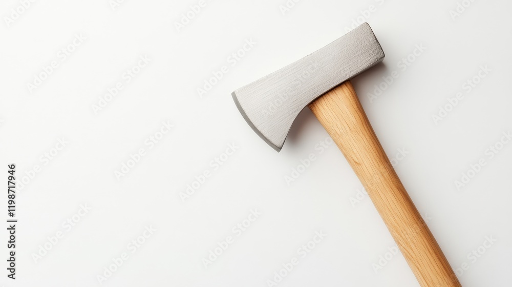 a camping hatchet with a wooden handle on a white background a camping hatchet with a wooden handle on a white background