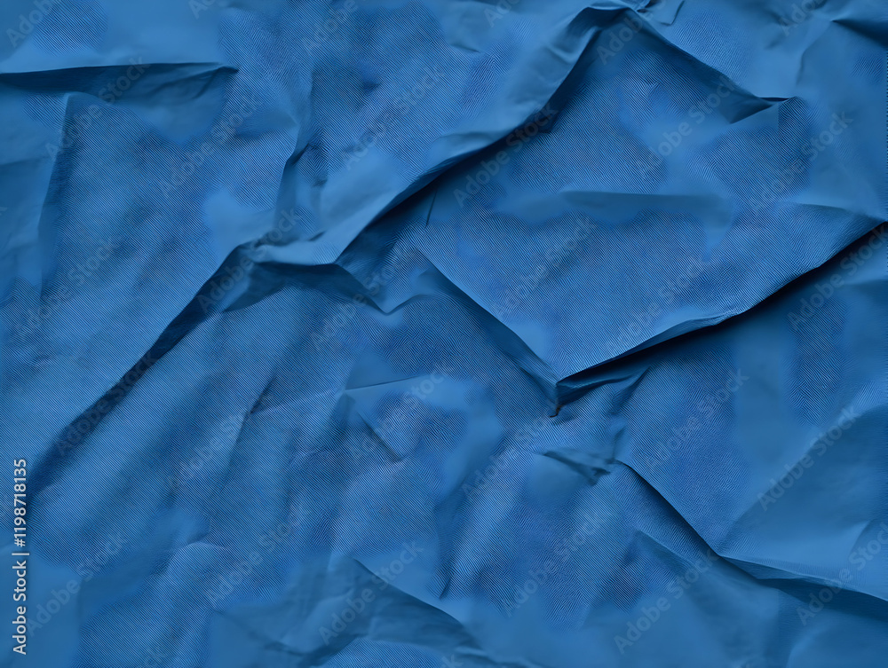 Blue Fabric Texture Background Displays Wrinkled Cloth with Fine Details and Folds. Blue Fabric Texture Background Displays Wrinkled Cloth with Fine Details and Folds.