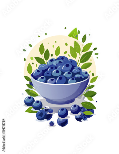 Fresh Blueberries Falling into a Bowl