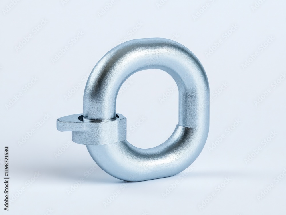 close-up of a metal connecting link on a white background close-up of a metal connecting link on a white background