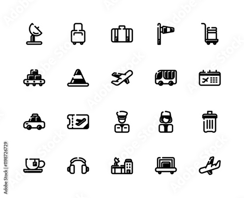 Airport and Flight Theme with Black Fill Icon.