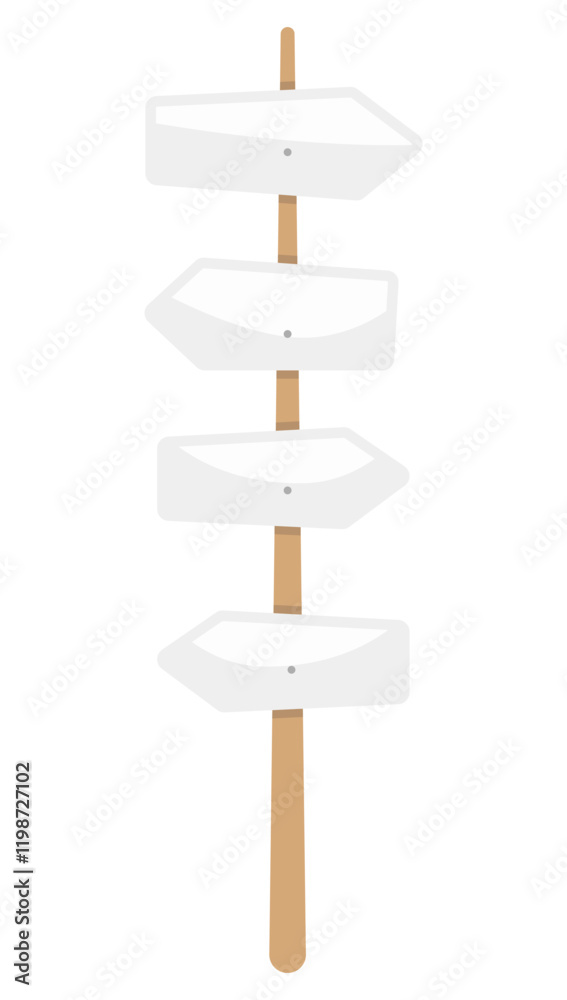 White wooden sign post flat vector illustration isolated on white background. White wooden sign post flat vector illustration isolated on white background.