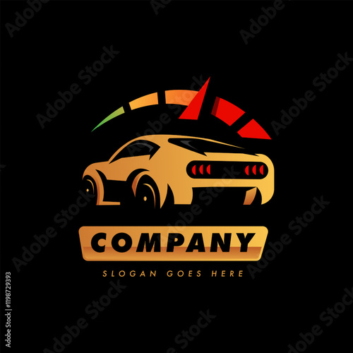 Car from behind logo for automotive