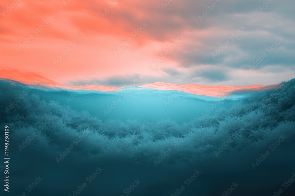 Obraz premium misty landscape with teal and orange tones
