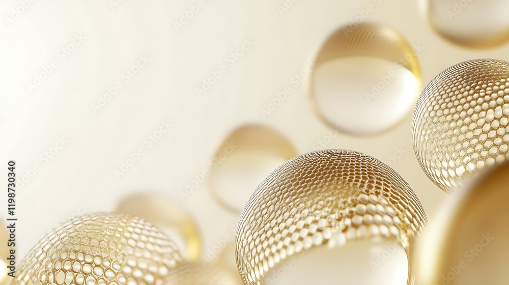 Fototapeta premium Golden Honeycomb Sphere Abstract Background