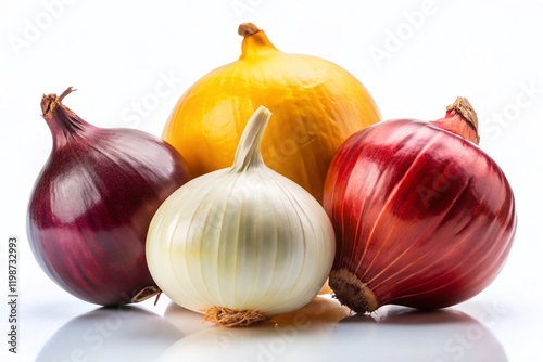 Wallpaper Mural Silhouette of Fresh Onions - Red, White & Yellow Varieties, Isolated on White Background Torontodigital.ca