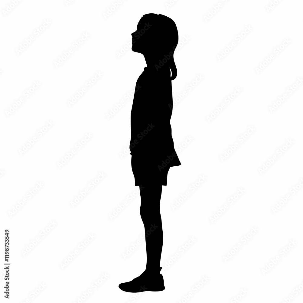 a girl standing pose vector silhouette, isolated white background a girl standing pose vector silhouette, isolated white background