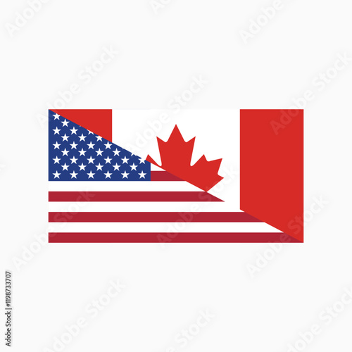 vector design combination of usa and canada flags