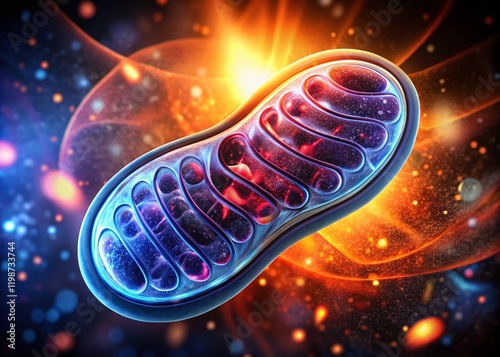 Silhouette of Mitochondria Powerhouse Generating ATP Energy photo