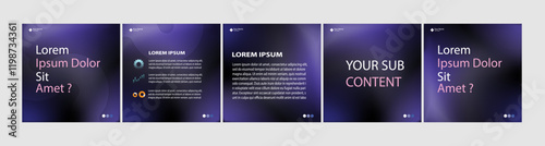 Vector illustration carousel mockup purple gradient