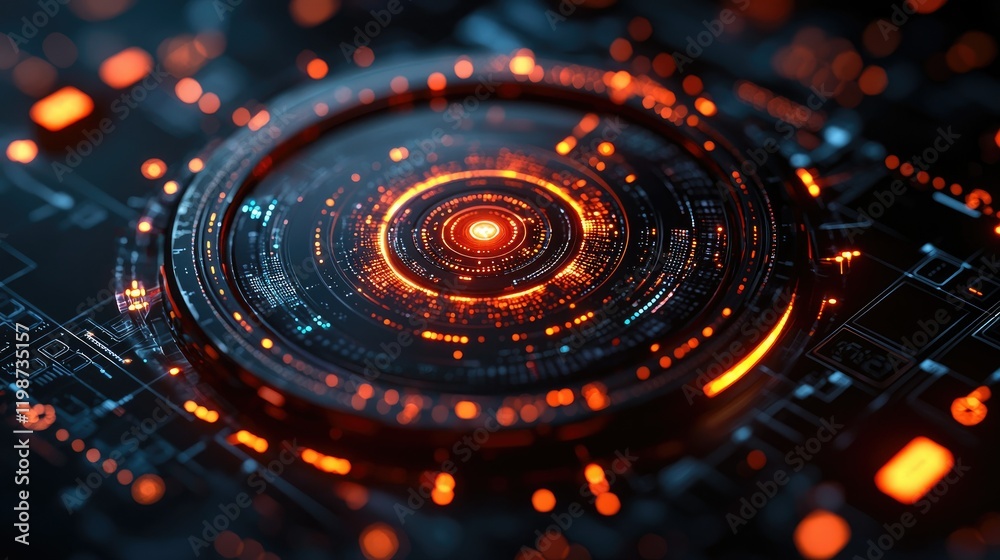 Futuristic Circular Interface Glowing Orange And Blue Futuristic Circular Interface Glowing Orange And Blue