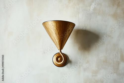 Elegant bronze wall sconce with textured finish on neutral background photo