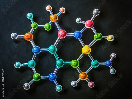 PCMX Molecular Structure - Scientific Illustration on Black Background photo