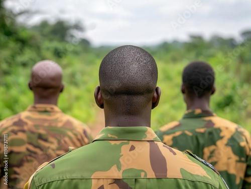 environmental activism concept. Anti-Poaching Patrols Volunteer teams working with local authorities to protect wildlife from illegal hunting photo