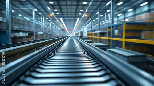 Wallpaper Mural Modern Conveyor Belt System in a Warehouse, factory, industry, logistics, manufacturing, transportation Torontodigital.ca