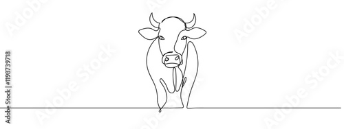 Dairy cow isolate for the agricultural industry line art vector illustration with transparent background editable stroke.