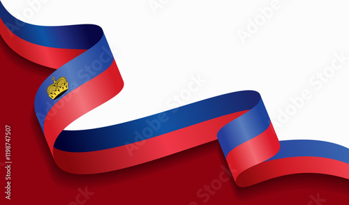 Liechtenstein flag wavy abstract background. Vector illustration.