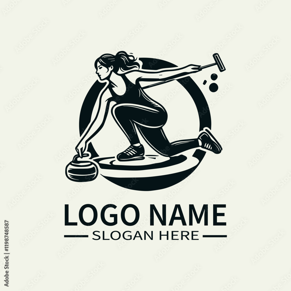 curling vector logo design with white background curling vector logo design with white background