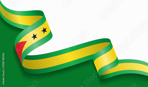 Sao Tome and Principe flag wavy abstract background. Vector illustration.