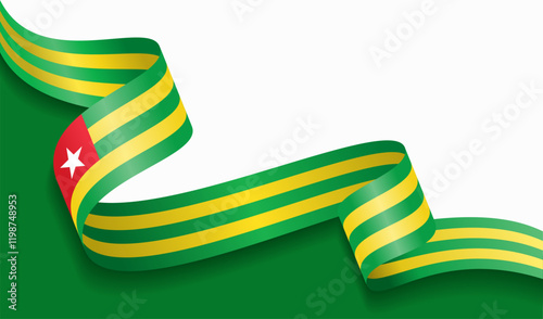 Togolese flag wavy abstract background. Vector illustration.