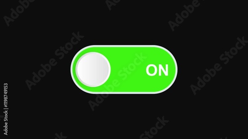 On off toggle switch animation, 2D slider switch button animation motion graphic isolated on green screen background