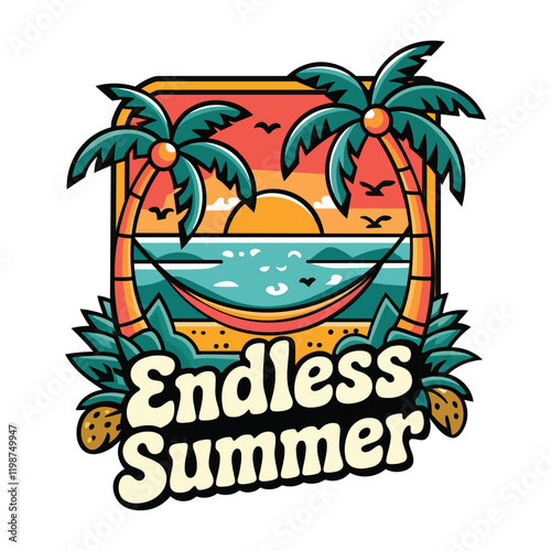 Colorful Palm Tree Endless Summer Graphic