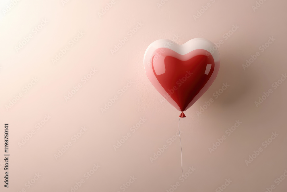 Romantic sky balloon heart float minimalist cream background passionate valentine illustration for weddings and anniversaries Romantic sky balloon heart float minimalist cream background passionate valentine illustration for weddings and anniversaries
