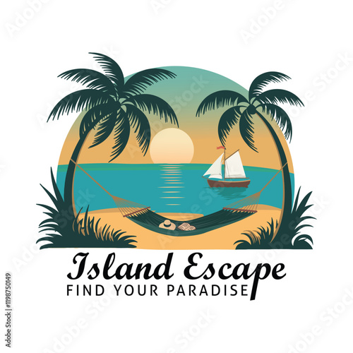 Scenic Island Escape with Palm Trees Design