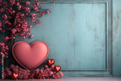 Celebrate love this valentine's day a romantic podium display in a captivating environment showcasing lovely hearts and passionate invitations for weddings and anniversaries
