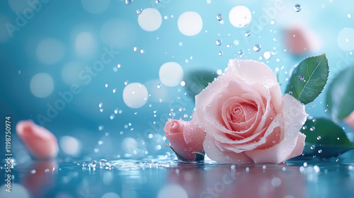 Romantic water pouring on roses a lovely cinematic close-up in a daytime garden setting for valentine's day weddings and anniversaries