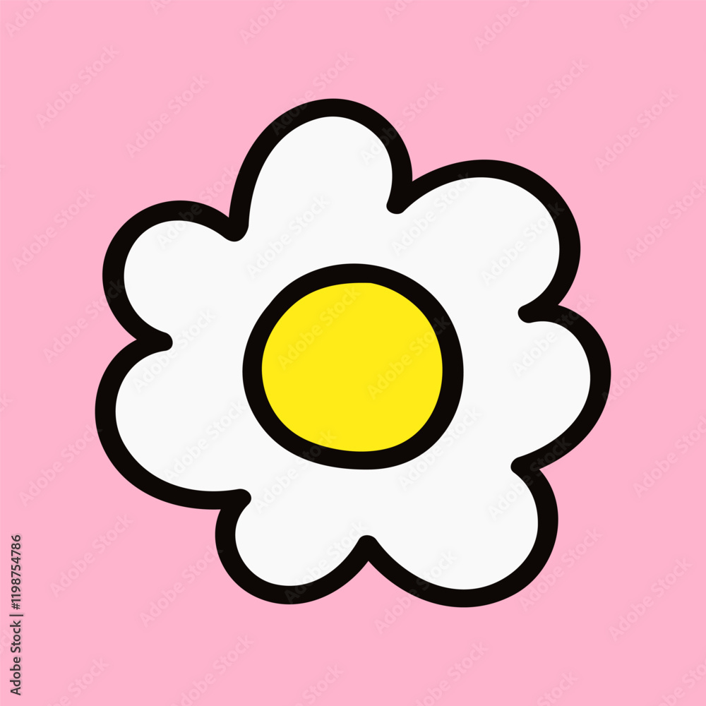 Chamomile. Hand drawn design. Illustration on pink background. Chamomile. Hand drawn design. Illustration on pink background.